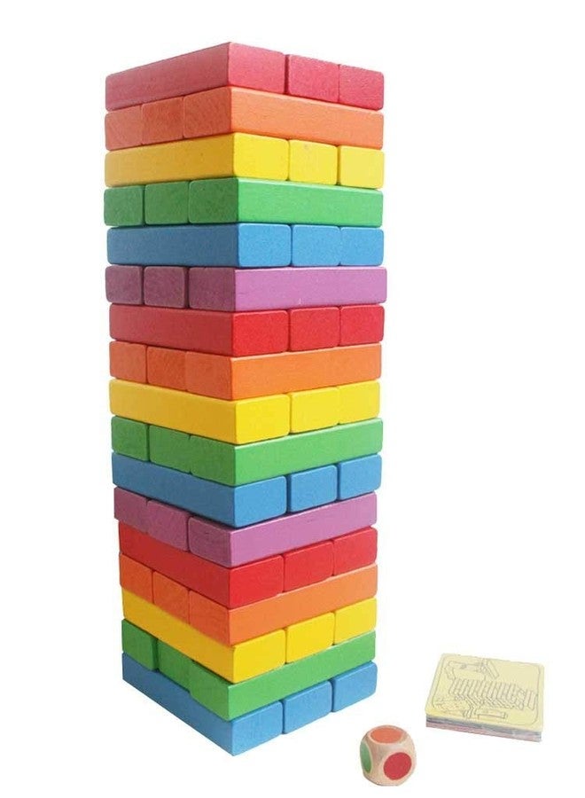 Authfort Wooden Colorful Building Blocks Educational Game Toy 48 Pcs & Wooden 10 Piece Toddlers Montessori Ring Set Combo 2 (Multicolor) - Image 3